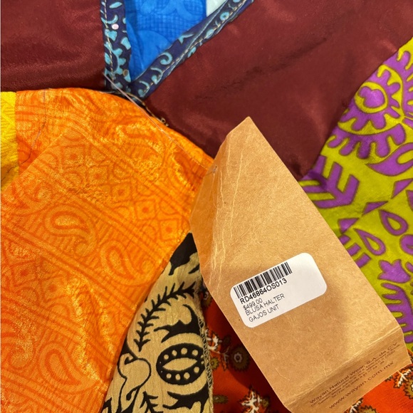 NWT new with tags wayan paisley sequin patchwork floral beaded halter top - Picture 3 of 3